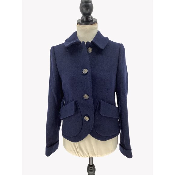 Boden Jackets & Blazers - NWT Boden Womens Navy Wool Blend Cropped Jacket With Buttons & Collar Size 4